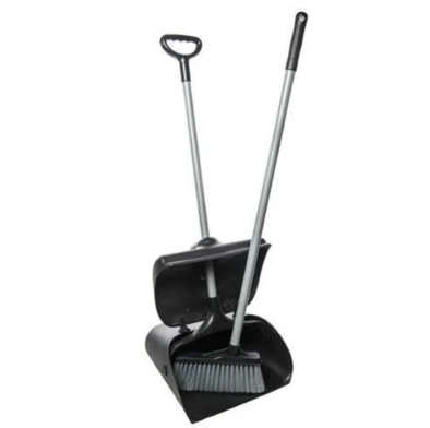 Plastic Black Lobby Dust Pan With Brush Set